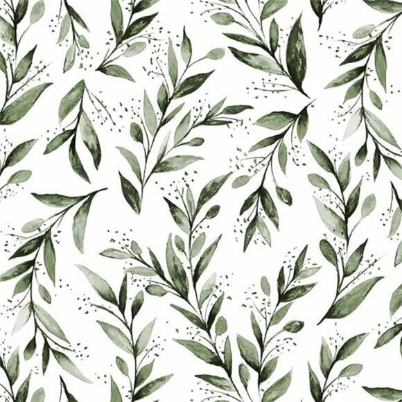 Leaf Peel and Stick Wallpaper Green Olive Branch Vinyl Modern Farmhouse Decor - Picture 7 of 7